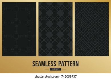 Abstract concept vector monochrome geometric pattern. Dark blue, gold minimal background. Creative illustration template. Seamless stylish texture. For wallpaper, surface, web design, textile, decor
