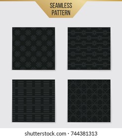 Abstract concept vector monochrome geometric pattern. Dark blue, gold minimal background. Creative illustration template. Seamless stylish texture. For wallpaper, surface, web design, textile, decor