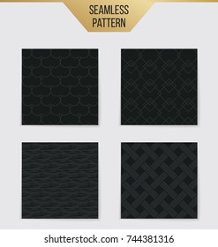 Abstract concept vector monochrome geometric pattern. Dark blue, gold minimal background. Creative illustration template. Seamless stylish texture. For wallpaper, surface, web design, textile, decor