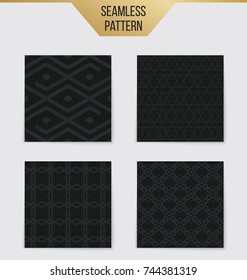 Abstract concept vector monochrome geometric pattern. Dark blue, gold minimal background. Creative illustration template. Seamless stylish texture. For wallpaper, surface, web design, textile, decor