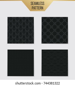 Abstract concept vector monochrome geometric pattern. Dark blue, gold minimal background. Creative illustration template. Seamless stylish texture. For wallpaper, surface, web design, textile, decor