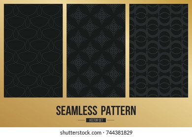 Abstract concept vector monochrome geometric pattern. Dark blue, gold minimal background. Creative illustration template. Seamless stylish texture. For wallpaper, surface, web design, textile, decor