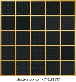 Abstract concept vector monochrome geometric pattern. Dark blue, gold minimal background. Creative illustration template. Seamless stylish texture. For wallpaper, surface, web design, textile, decor