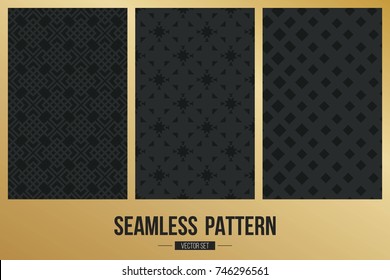 Abstract concept vector monochrome geometric pattern. Dark blue, gold minimal background. Creative illustration template. Seamless stylish texture. For wallpaper, surface, web design, textile, decor