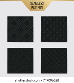 Abstract concept vector monochrome geometric pattern. Dark blue, gold minimal background. Creative illustration template. Seamless stylish texture. For wallpaper, surface, web design, textile, decor