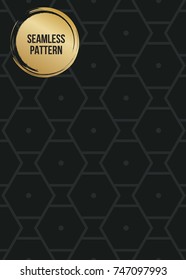Abstract concept vector monochrome geometric pattern. Dark blue, gold minimal background. Creative illustration template. Seamless stylish texture. For wallpaper, surface, web design, textile, decor