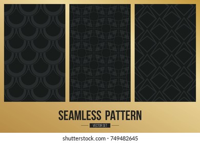 Abstract concept vector monochrome geometric pattern. Dark blue, gold minimal background. Creative illustration template. Seamless stylish texture. For wallpaper, surface, web design, textile, decor
