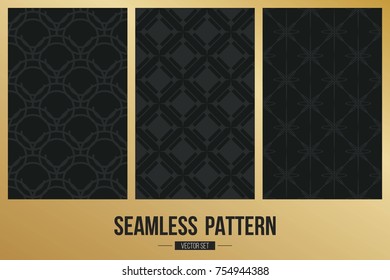 Abstract concept vector monochrome geometric pattern. Dark blue, gold minimal background. Creative illustration template. Seamless stylish texture. For wallpaper, surface, web design, textile, decor