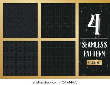 Abstract concept vector monochrome geometric pattern. Dark blue, gold minimal background. Creative illustration template. Seamless stylish texture. For wallpaper, surface, web design, textile, decor