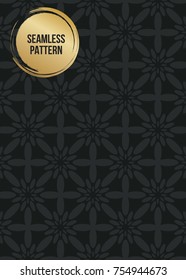 Abstract concept vector monochrome geometric pattern. Dark blue, gold minimal background. Creative illustration template. Seamless stylish texture. For wallpaper, surface, web design, textile, decor