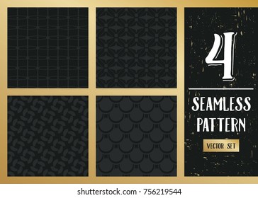 Abstract concept vector monochrome geometric pattern. Dark blue, gold minimal background. Creative illustration template. Seamless stylish texture. For wallpaper, surface, web design, textile, decor