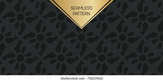 Abstract concept vector monochrome geometric pattern. Dark blue, gold minimal background. Creative illustration template. Seamless stylish texture. For wallpaper, surface, web design, textile, decor