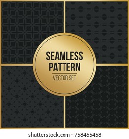 Abstract concept vector monochrome geometric pattern. Dark blue, gold minimal background. Creative illustration template. Seamless stylish texture. For wallpaper, surface, web design, textile, decor