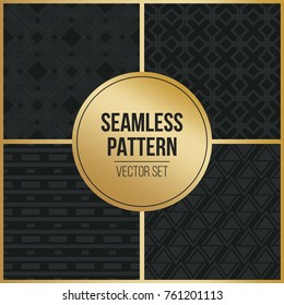 Abstract concept vector monochrome geometric pattern. Dark blue, gold minimal background. Creative illustration template. Seamless stylish texture. For wallpaper, surface, web design, textile, decor
