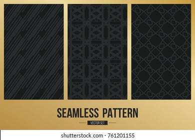 Abstract concept vector monochrome geometric pattern. Dark blue, gold minimal background. Creative illustration template. Seamless stylish texture. For wallpaper, surface, web design, textile, decor