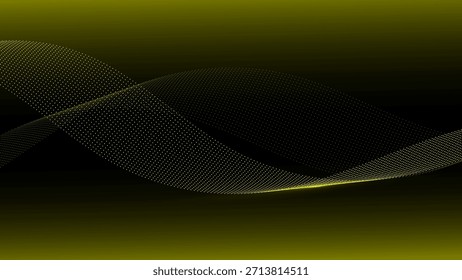 Concepto Abstractas Líneas de puntos amarillos Onda Patrón dinámico de partículas sobre fondo. Forma ondulada.