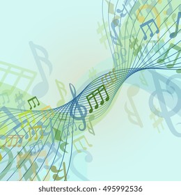 Abstract conceptual classic musical background with note. Artistic composition melody, illustration vector