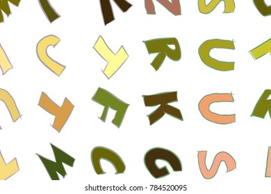 Abstract conceptual colorful alphabets letters. Good for web page, graphic design, catalog, texture or background. Cartoon style vector.