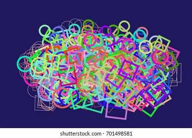 Abstract conceptual ellipse & square box pattern. Good for web page, graphic design, catalog, texture or background. Vector illustration graphic.