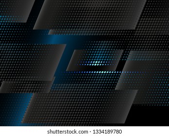 Abstract conceptual halftone background. dark blue colors of modern pattern. blue glow 