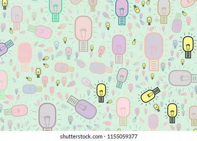 Abstract conceptual hand drawn bulb. For web page, graphic design, catalog, texture or background. Vector artwork.