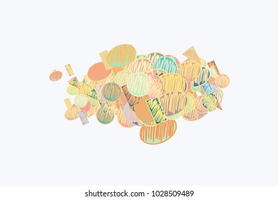 Abstract conceptual hand drawn mixed or mutiple shapes. Good for web page, graphic design, catalog, texture or background. Cartoon style vector.