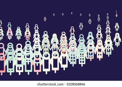 Abstract conceptual hand drawn sign of male or female. Good for web page, graphic design, catalog, texture or background. Cartoon style vector.
