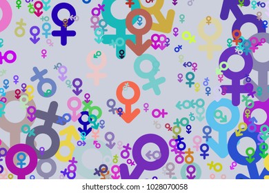 Abstract conceptual hand drawn sign of male or female. Good for web page, graphic design, catalog, texture or background. Cartoon style vector.
