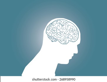 Abstract conceptual image of business human brain in body head with space as background in vector