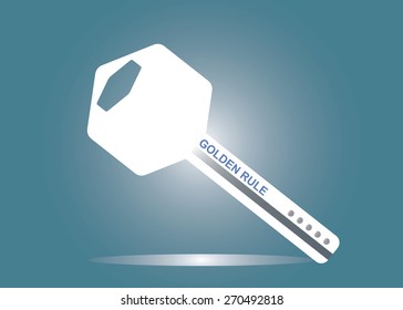 Abstract Conceptual Image Of Business Key Golden Rule Icon For Creative Template With Space As Background In Vector