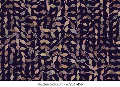 Abstract conceptual leaves drawing pattern. Good for web page, graphic design, catalog, texture or background. Style of mosaic or tile. Vector illustration graphic.