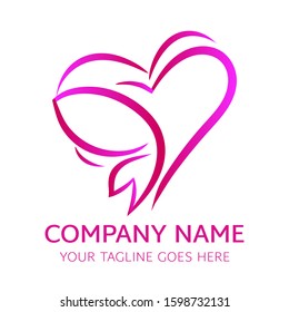 ABSTRACT CONCEPTUAL LOGO WITH HEART AND FISH SHAPE