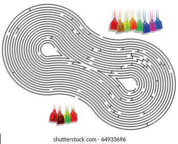 abstract conceptual maze against white background, vector art illustration