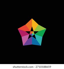 Abstract conceptual star design featuring a vibrant and harmonious spectrum of rainbow colors, illustrating multifaceted potential and dynamic creativity