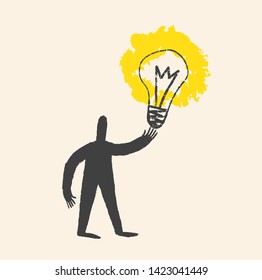 Abstract conceptual vector illustration, Hand holding business idea and creative solutions.