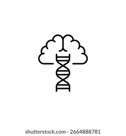 Abstract Conceptualization Of Human Cognition With DNA Structure Integration Line Art