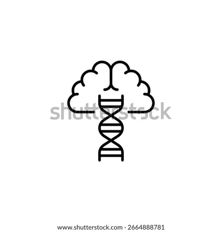 Abstract Conceptualization Of Human Cognition With DNA Structure Integration Line Art