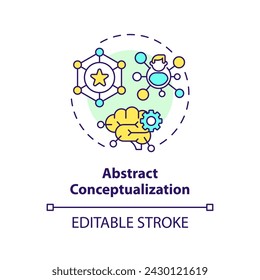 Abstract conceptualization multi color concept icon. Synthesizing reflections into ideas, theories. Round shape line illustration. Abstract idea. Graphic design. Easy to use in presentation