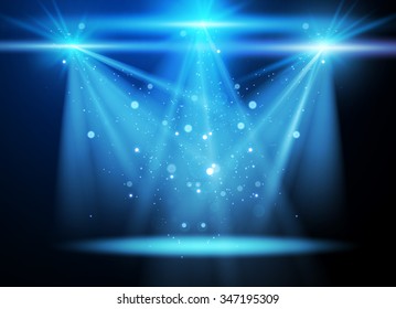 Abstract Concert Lighting with Magic Particles. Spotlight. Vector Illustration.