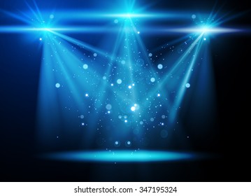 Abstract Concert Lighting with Magic Particles. Spotlight. Vector Illustration.