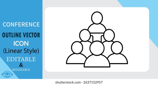 Abstract Conference Outline Vector Icon Linear Style Editable