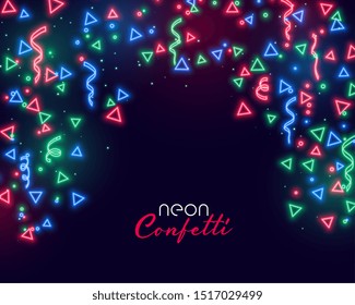 abstract confetti background in colorful neon glowing style