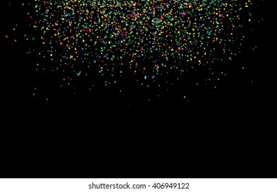 Abstract confetti background with falling confetti, square confetti pieces