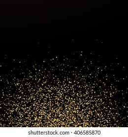 Abstract confetti background, golden confetti, round confetti pieces at the bottom