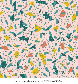 Abstract confetti background. Seamless terrazzo pattern.