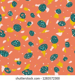 Abstract confetti background. Seamless terrazzo pattern.
