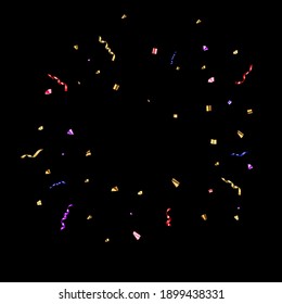 Abstract Confetti and Glossy Glitter Ribbon for Party Holiday Background. Vector Illustration