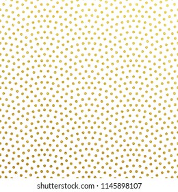 Abstract confetti or golden glittery seamless scales pattern background. Vector retro gold glittering design with linear bow dots on white