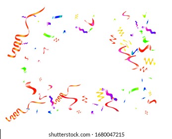 Abstract confetti isolated on white background. Vector illustration. New particles. Red, green, yellow, blue, golden, pink, orange and violet elements for anniversary or other festive event.