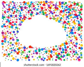 Abstrakte Konfetti einzeln auf weißem Hintergrund. Frische Partikel. Vektorillustration. Rote, grüne, gelbe, blaue, goldene, rosafarbene, orangefarbene und violette Kreise zum Jubiläum oder zu anderen Feierlichkeiten.